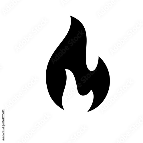 Burning inferno icon with smooth curves isolated on white backdrop depicting intense heat and fiery combustion