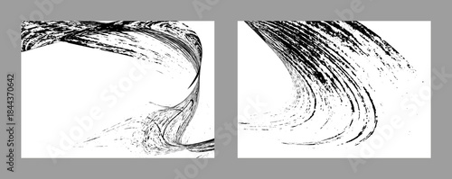 Strokes of black paint on a white background. Set of two templates. Graffiti element. Design template for the design of banners, posters, booklets, covers, magazines. EPS 10