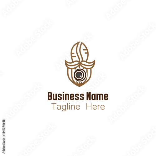 Coffee Bean Camera Mustache Logo