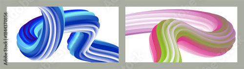 Abstract volumetric background. Cords. set of two illustrations. Toothpaste in a tube. Minimalism. 