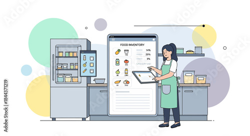 Streamlined kitchen management using food inventory app for efficient grocery shopping and waste