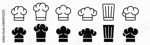 Chef hat outline line drawing cooking restaurant food symbol kitchen catering culinary service baker headwear cap isolated white