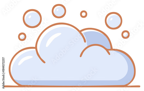 Cartoon foam with bubbles, illustration of soap foam for washing, bathing, or cleaning symbol