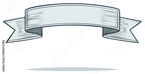 Engraved banner ribbon illustration, blank scroll emblem, vector design element