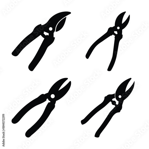 Professional garden pruning shears tools set on a white background