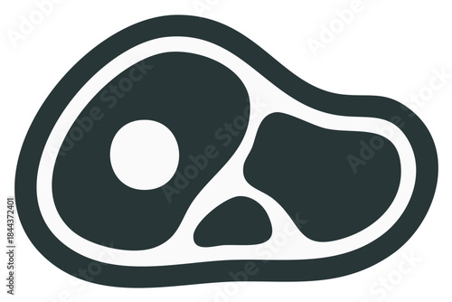 Steak Cut Silhouette. Meat Icon. Raw Steak Minimalistic Vector Graphic, Butcher Cut. Healthy Lean Protein Food. Dieting and Nutritional Meal Plan Symbol