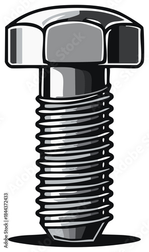 Metal Hex Head Bolt Screw with Threads for Construction Work and Mechanical Projects