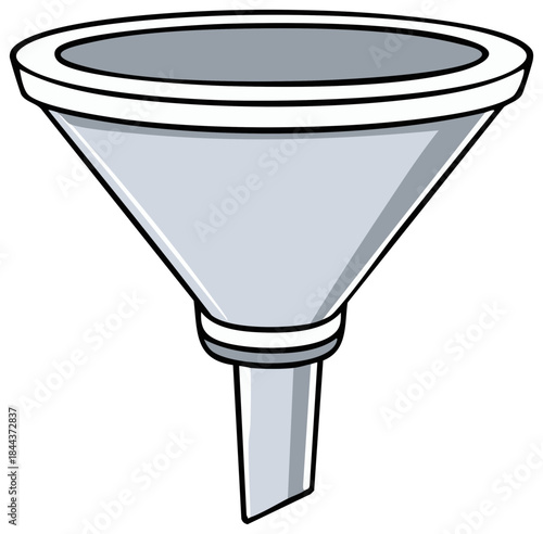 Classic Gray Funnel Illustration Conversion Tool for Liquid or Solids Process