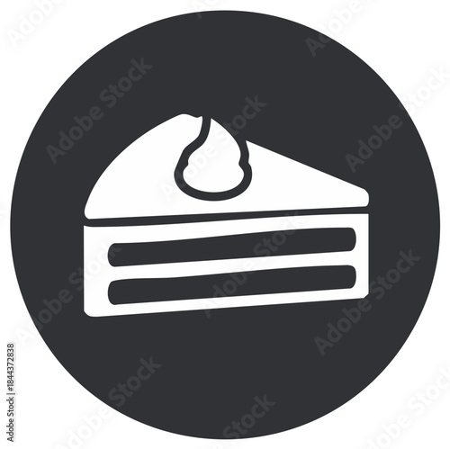 Minimalist cake slice icon vector graphic for dessert and bakery themes