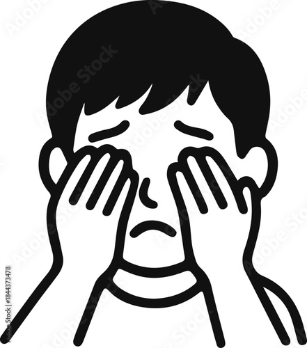 Crying child stress icon. Vector illustration. Flat design.	
