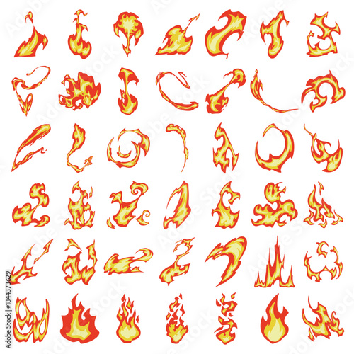 Bundle design vector flames of various variations