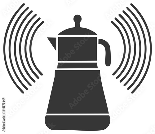 Coffee maker making sound or signal with waves emanating from it