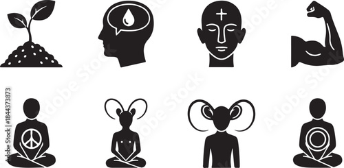 Human Potential and Abstract Concepts Icons plant seedling