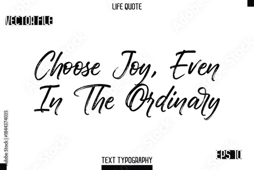 Choose Joy, Even In The Ordinary   -Trendy Life Quotes Vector Typography Text Brush Lettering Design