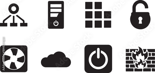 Technology and Security Icons Set network server