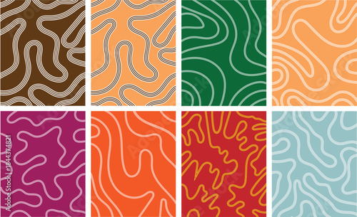Abstract Wavy Organic Seamless Pattern Collection with vector illustration