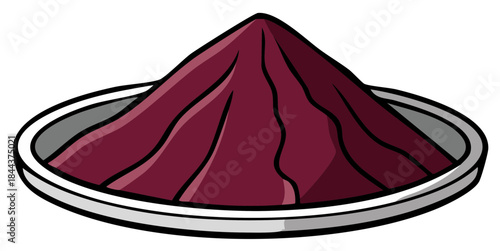 Burgundy Powder Pile on Plate Vector Art