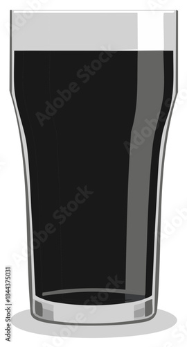 Illustration of Dark Stout Beer in a Glass for Refreshment and Beverage Advertisements