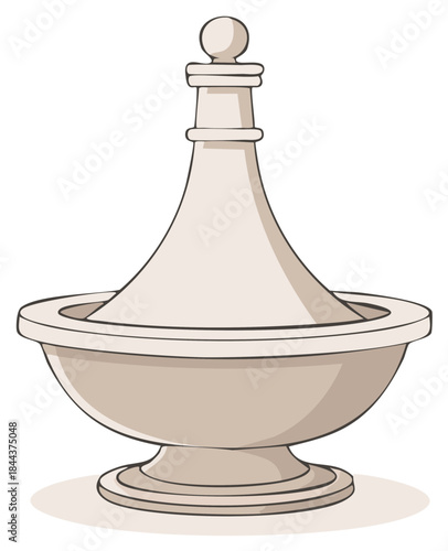 Stylized illustration of an ancient decorative bowl or vessel