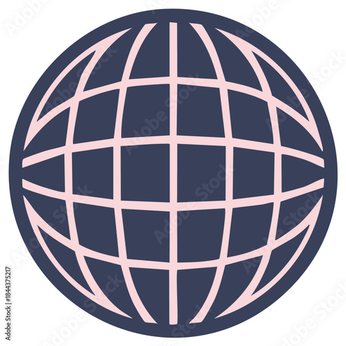 Global Icon with Grid Illustration for Global Communication and Worldwide Network