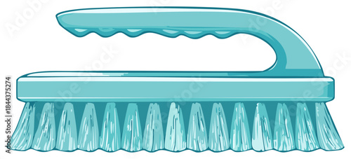 Blue Hand Brush Cleaning Tool Design Illustration for Housekeeping and Home Care Tasks