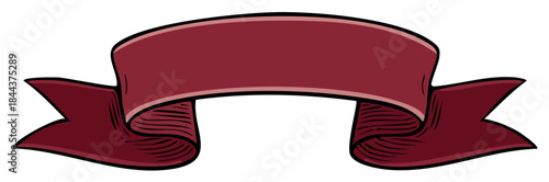 Elegant burgundy banner ribbon illustration for headings and announcements