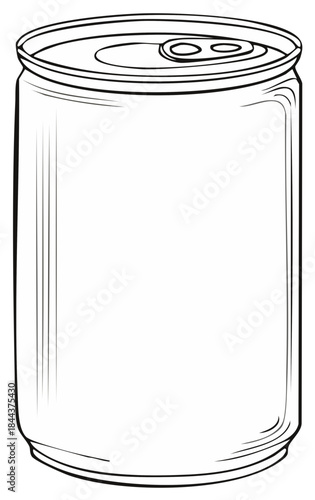 Generic blank aluminum beverage soda drink can vector line art illustration outline drawing