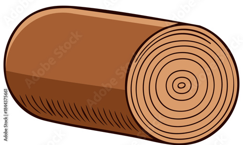 Cartoon Log with Rings, Cut Wood Illustration, Timber Material, Wood Trunk
