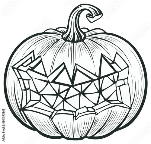 Hallowed Pumpkin Carved with Geometric Shapes for Spooky Halloween Designs