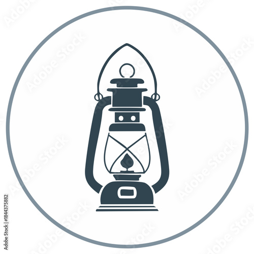Vintage oil lamp icon showing a classic hurricane lantern for traditional illumination needs