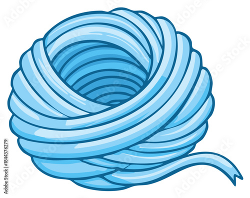 Blue yarn ball with a loose end illustration