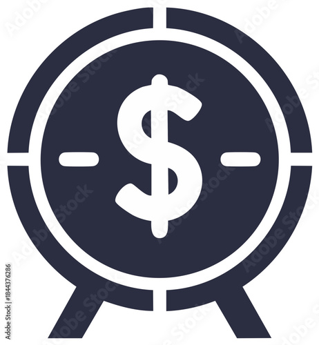 Abstract symbol for currency targeting, financial success, business target vector