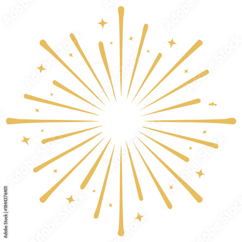 Golden Fireworks Bursting Illustration Celebration Graphic Design Elements