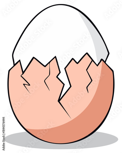 Cracked Eggshell Revealing White Interior With Shadow