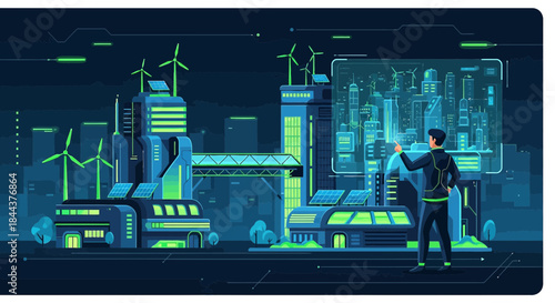 Visionary architectural design for an ecologically advanced metropolis with futuristic elements