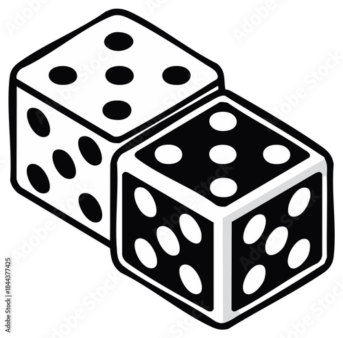 Two dice game illustration isolated on white background