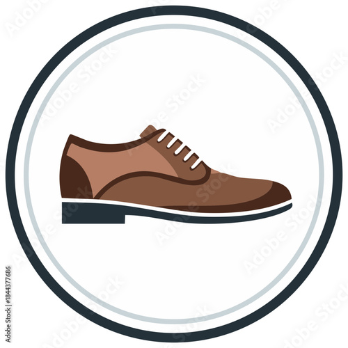 Brown Leather Dress Shoe Icon Professional Footwear Fashion Accessory Graphic Vector