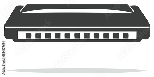 Harmonica Instrument - Vector Image of a wind instrument for music performance