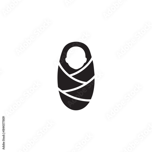  Swaddled baby simple black vector icon