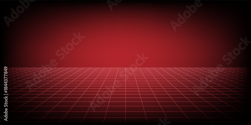 3d wireframe perspective grid room template design vector illustration background. Empty 3 dimension virtual room with perspective wireframe grid geometric sketch. Cyber virtual line interior frame.