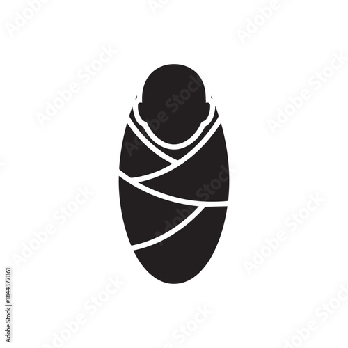  Swaddled baby simple black vector icon