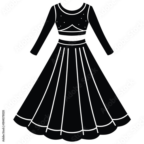 Elegant woman silhouette set, black vector icons of formal dress poses, fashion design for beauty, style, decor, and illustration