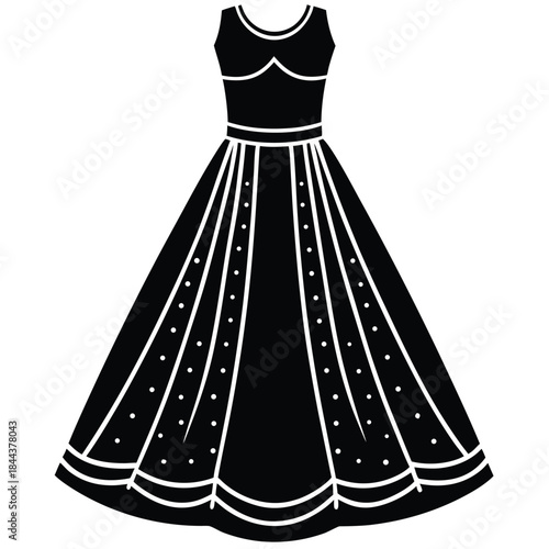 Elegant woman silhouette set, black vector icons of formal dress poses, fashion design for beauty, style, decor, and illustration
