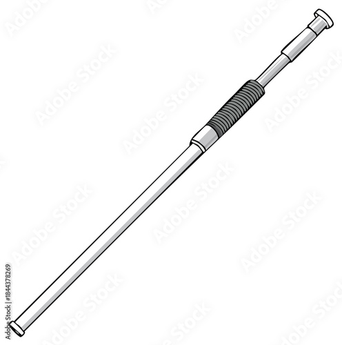 Telescopic bo staff traditional martial arts weapon line art vector illustration for combat