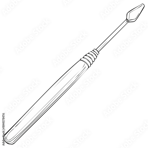 Drawing of a Dental Tool for Removing Calculus and Plaque Buildup from Teeth