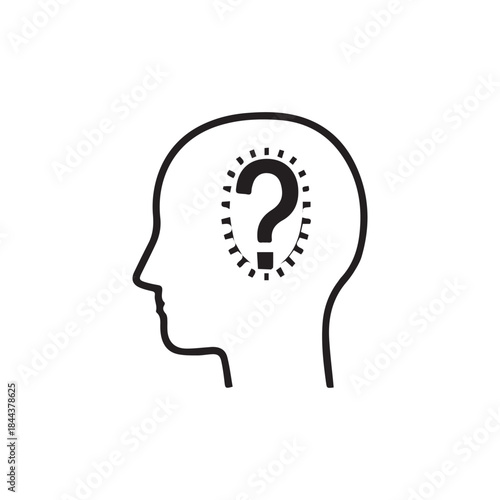  Vector Thinking man, curious mind, asking or confused and intelligence icon