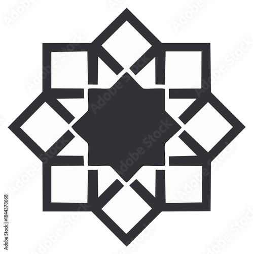 Abstract geometric star pattern intricate dark gray ornamental design elegant illustration