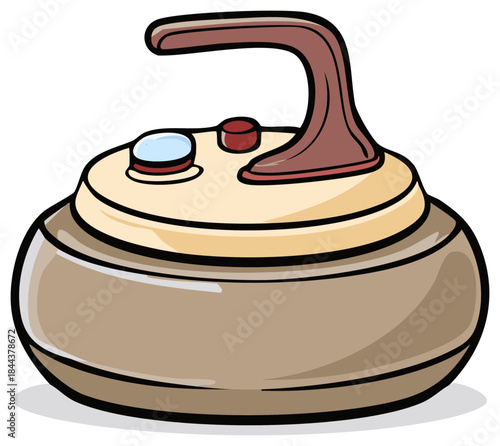 Illustration of a Curling Rock with a Handle and Buttons on Top for Team Sports