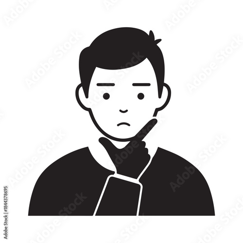  Vector Thinking man, curious mind, asking or confused and intelligence icon