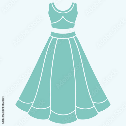 girls strappy dress flat sketch vector illustration a line summer beach dress, sundress technical cad drawing template